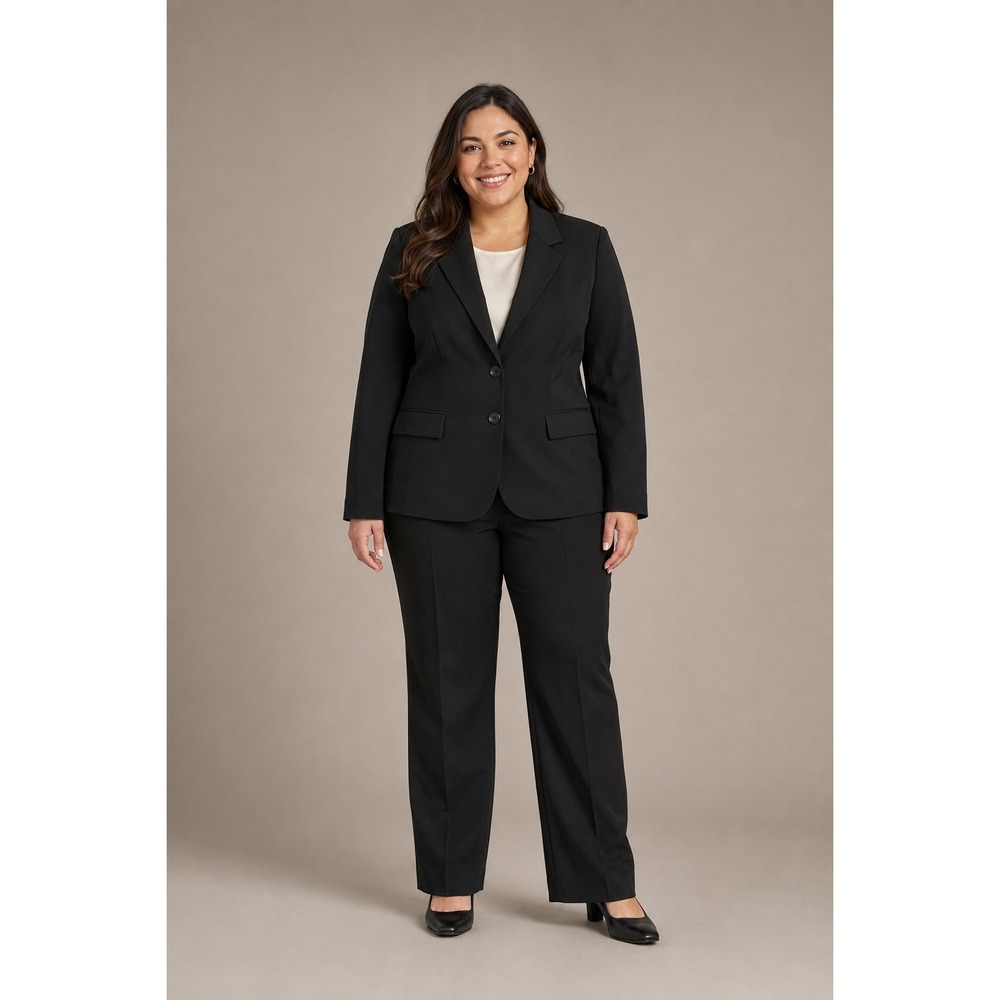 Tahari Arthur S. Levine Womens 16P Black 2PC Blazer Pant Suit Set Office Career